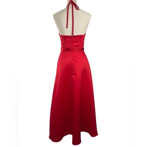 Vintage Scott McClintock Jewel Ruby Red Halter Prom Dress Size 4P 4 Petite - Picture 2 of 16